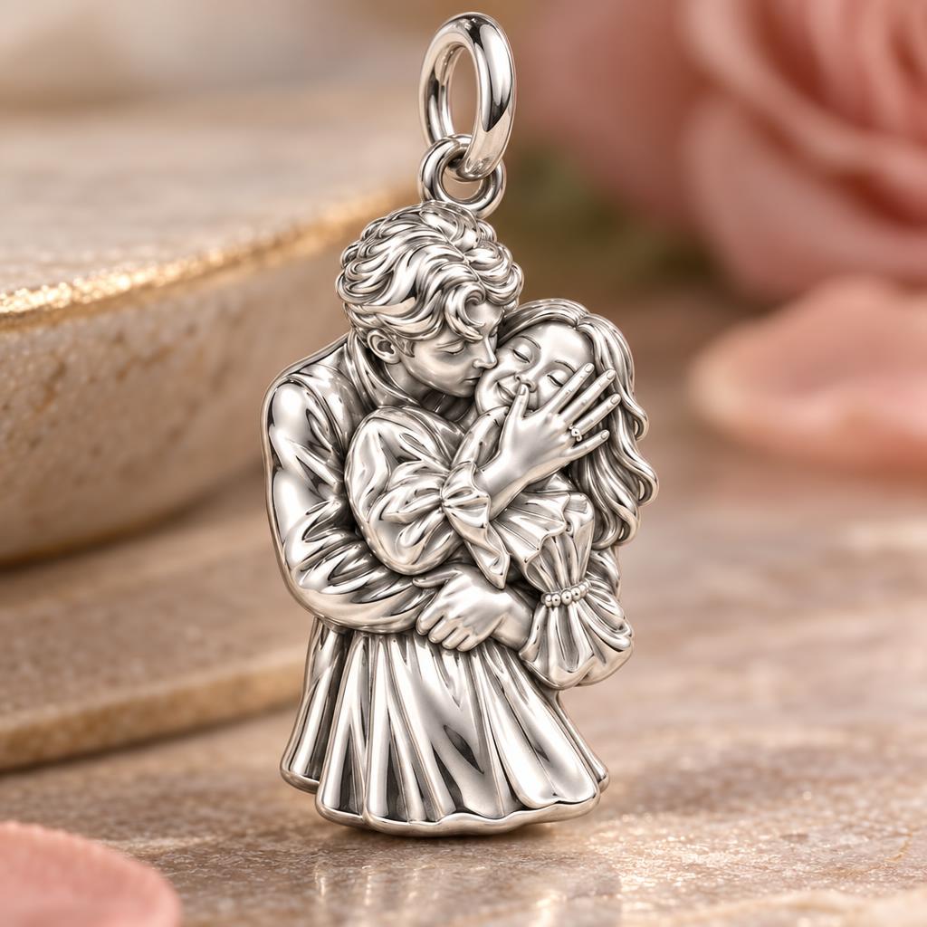 Eternal Embrace Charm Bracelet – Personalized Couple Gift – macro detail of the charm