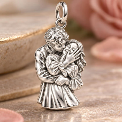 Eternal Embrace Charm Bracelet – Personalized Couple Gift – macro detail of the charm