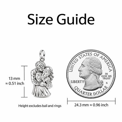 Eternal Embrace Charm Bracelet – Personalized Couple Gift – size guide, 13 mm charm next to a quarter