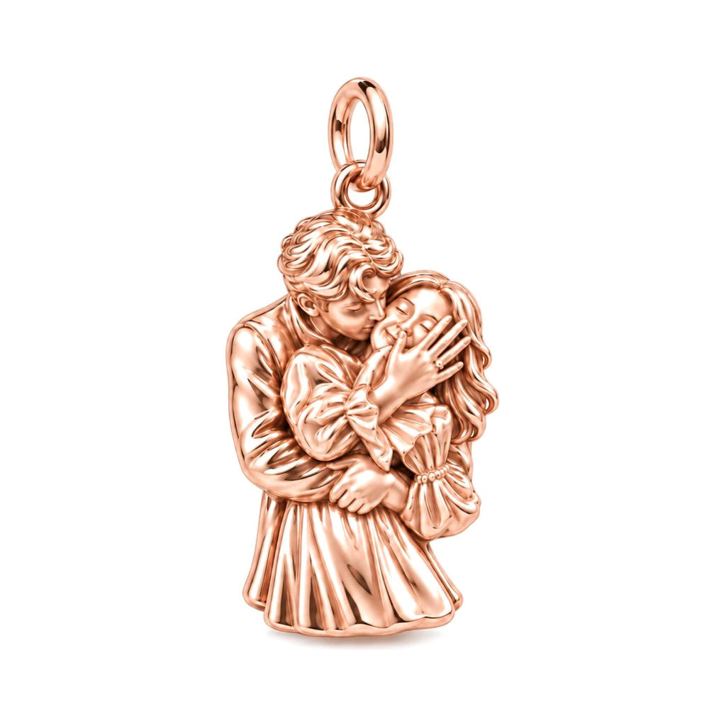 Eternal Embrace Charm Bracelet – Personalized Couple Gift – rose gold charm, front view
