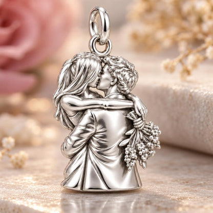 Eternal Embrace Couple Charm Bracelet – Personalized Couple Gift – macro detail of the charm