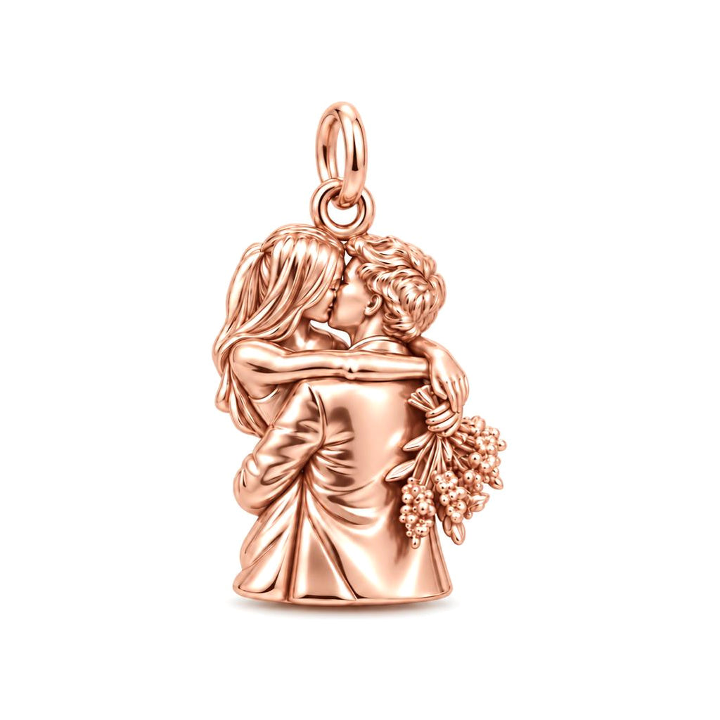 Eternal Embrace Couple Charm Bracelet – Personalized Couple Gift – rose gold charm, front view