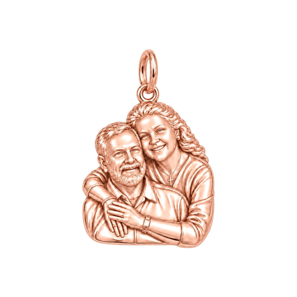 Eternal Embrace Photo Charm Bracelet – Personalized Couple Gift – rose gold charm, front view