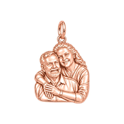 Eternal Embrace Photo Charm Bracelet – Personalized Couple Gift – rose gold charm, front view