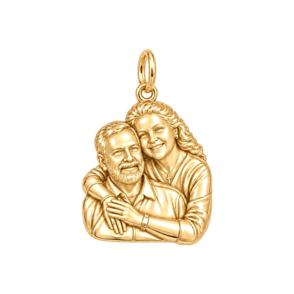 Eternal Embrace Photo Charm Bracelet – Personalized Couple Gift – 18K gold charm, front view