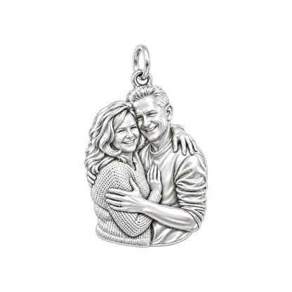 Eternal Embrace Photo Charm Bracelet – Personalized Couple Gift – silver charm, front view