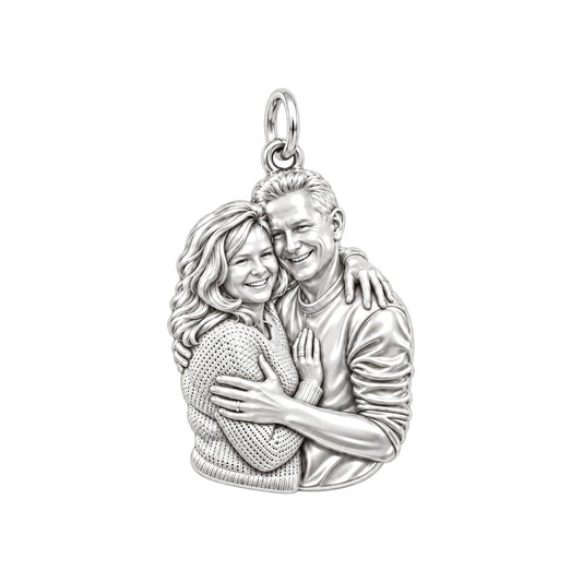 Eternal Embrace Photo Charm Bracelet – Personalized Couple Gift – silver charm, front view