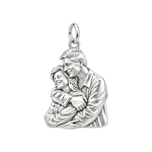 Eternal Embrace Photo Charm Bracelet – Personalized Couple Gift – silver charm, front view