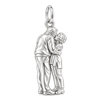Eternal Embrace Photo Charm Bracelet – Personalized Couple Gift – silver charm, front view