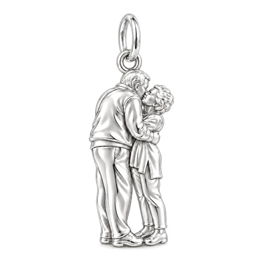 Eternal Embrace Photo Charm Bracelet – Personalized Couple Gift – silver charm, front view