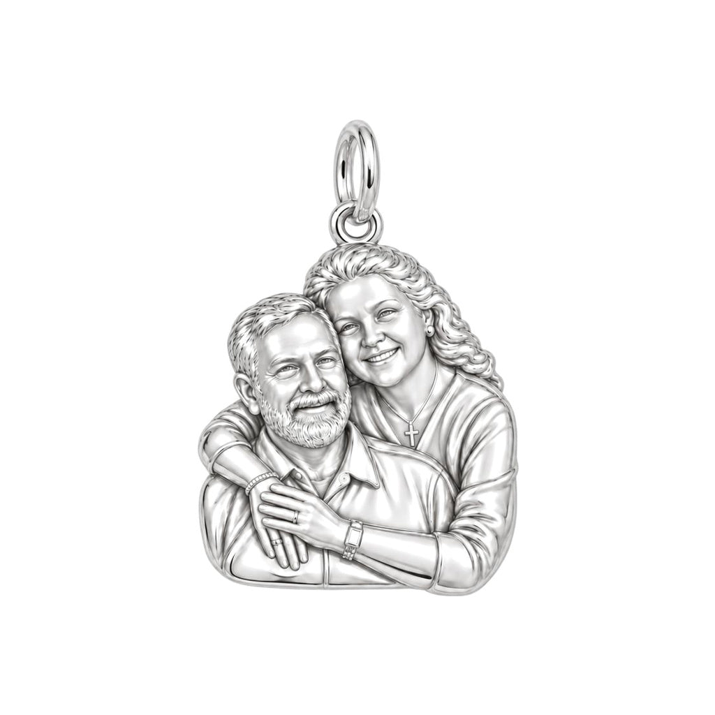 Eternal Embrace Photo Charm Bracelet – Personalized Couple Gift – silver charm, front view