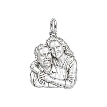 Eternal Embrace Photo Charm Bracelet – Personalized Couple Gift – silver charm, front view
