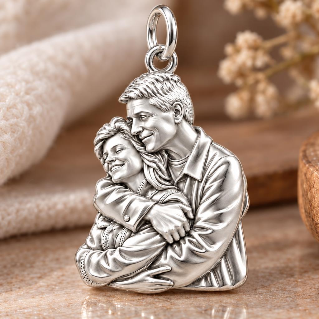 Eternal Embrace Photo Charm Bracelet – Personalized Couple Gift – macro detail of the charm
