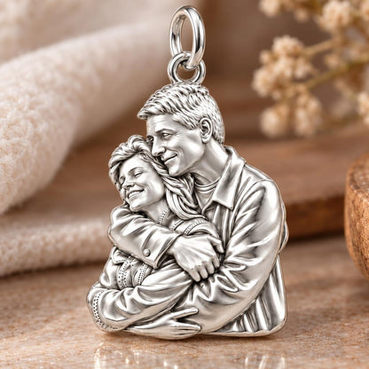 Eternal Embrace Photo Charm Bracelet – Personalized Couple Gift – macro detail of the charm