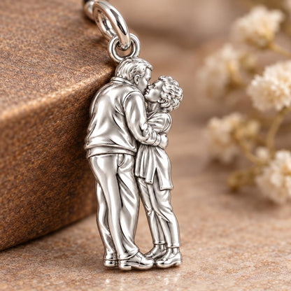 Eternal Embrace Photo Charm Bracelet – Personalized Couple Gift – macro detail of the charm