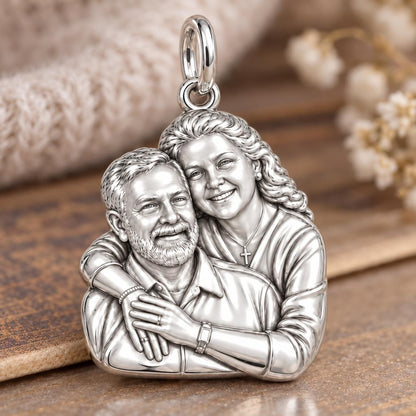 Eternal Embrace Photo Charm Bracelet – Personalized Couple Gift – macro detail of the charm
