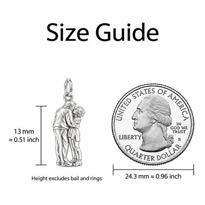 Eternal Embrace Photo Charm Bracelet – Personalized Couple Gift – size guide, 13 mm charm next to a quarter