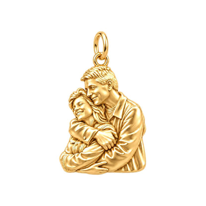 Eternal Embrace Photo Charm Bracelet – Personalized Couple Gift – 18K gold charm, front view