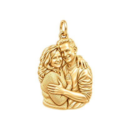 Eternal Embrace Photo Charm Bracelet – Personalized Couple Gift – 18K gold charm, front view