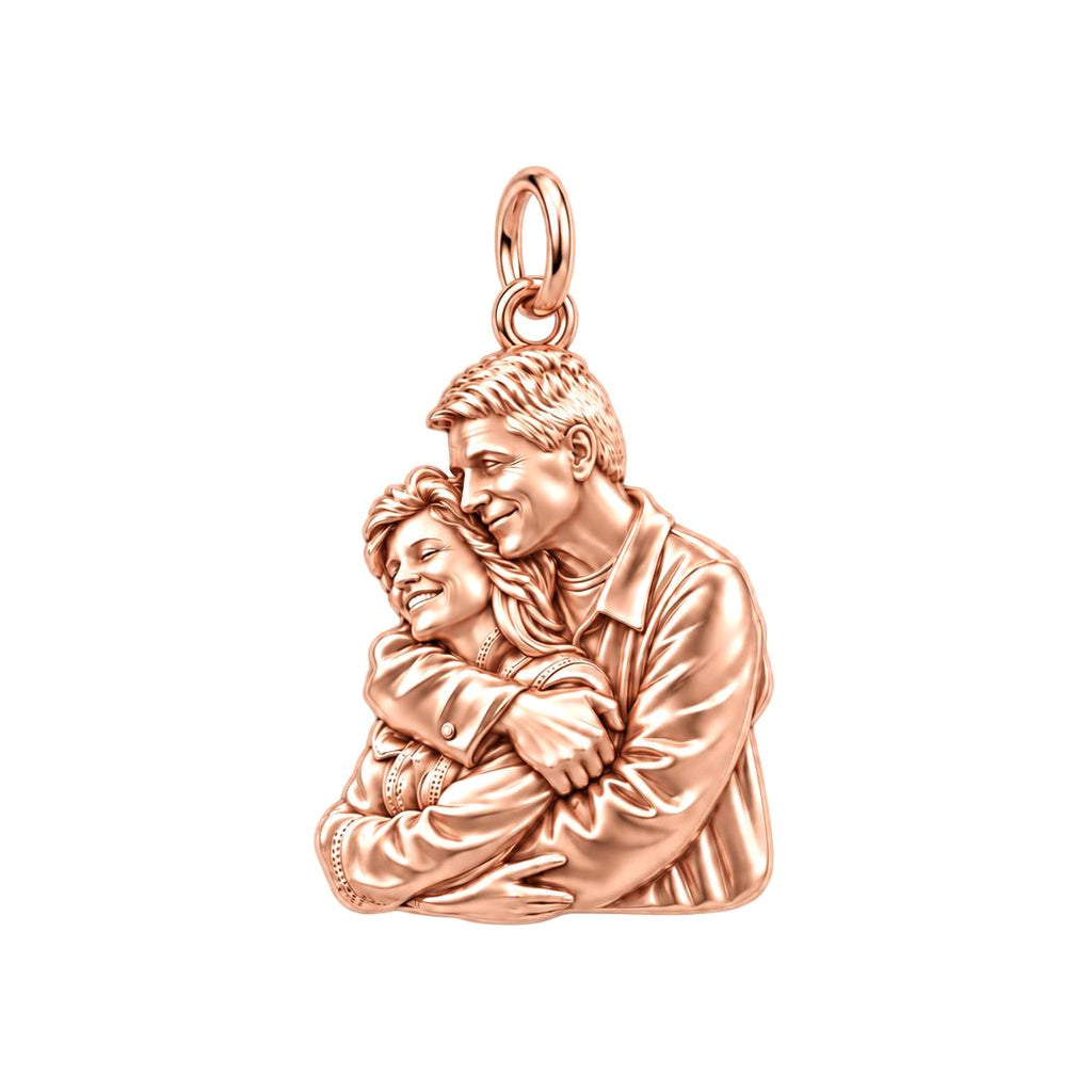 Eternal Embrace Photo Charm Bracelet – Personalized Couple Gift – rose gold charm, front view