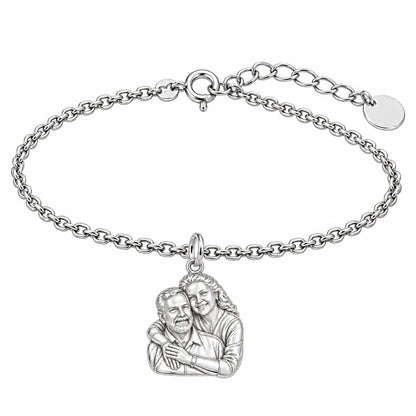 Eternal Embrace Photo Charm Bracelet Set – silver, front view