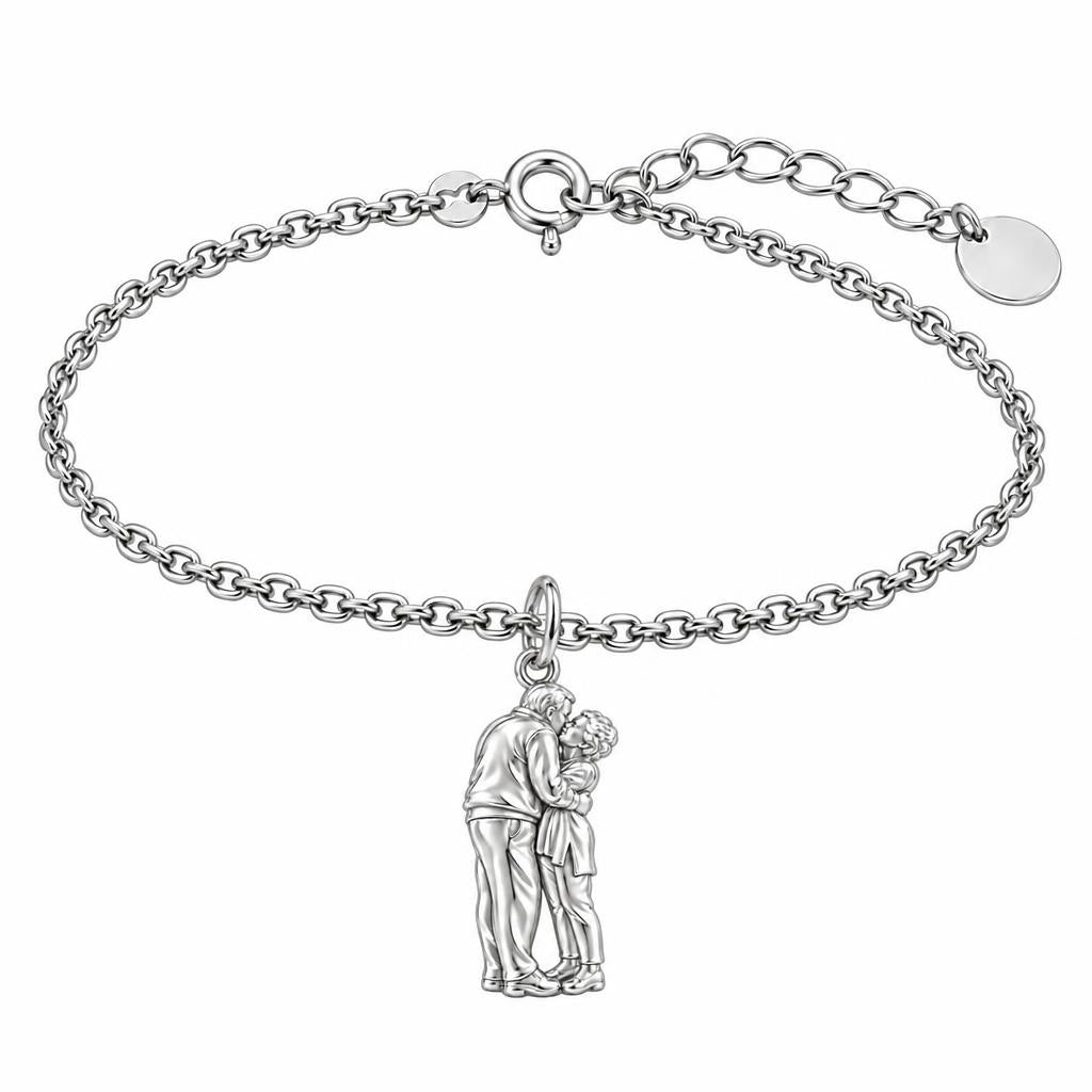 Eternal Embrace Photo Charm Bracelet Set – silver, front view