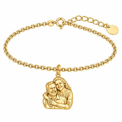 Eternal Embrace Photo Charm Bracelet Set – 18K gold, front view