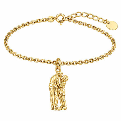 Eternal Embrace Photo Charm Bracelet Set – 18K gold, front view
