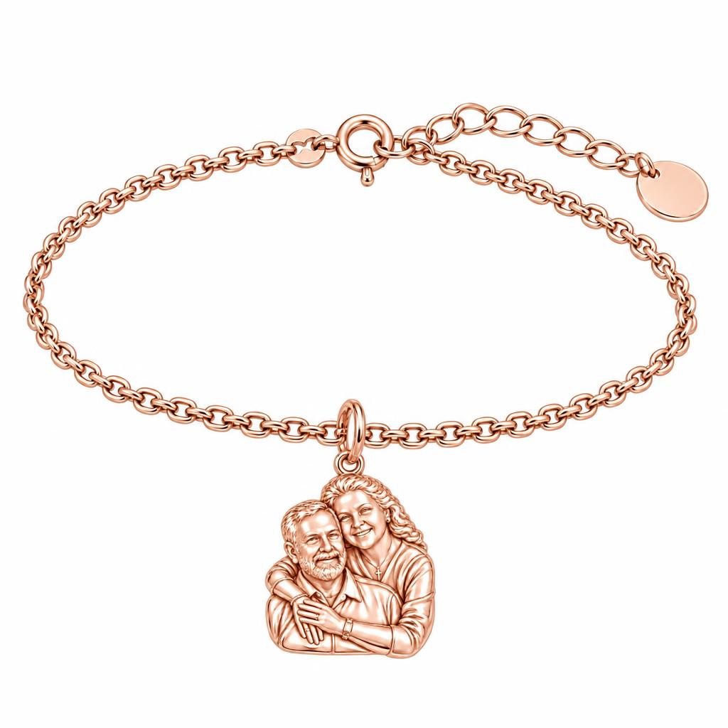 Eternal Embrace Photo Charm Bracelet Set – rose gold, front view