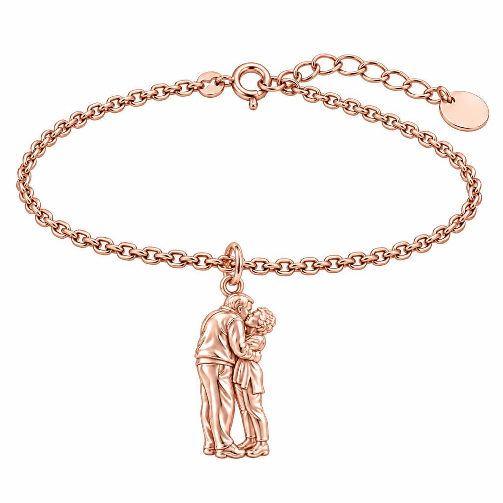 Eternal Embrace Photo Charm Bracelet Set – rose gold, front view