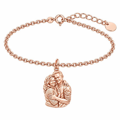 Eternal Embrace Photo Charm Bracelet Set – rose gold, front view