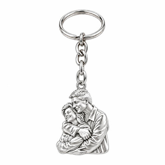 Eternal Embrace Photo Charm Keychain – silver, front view