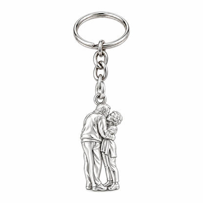 Eternal Embrace Photo Charm Keychain – silver, front view