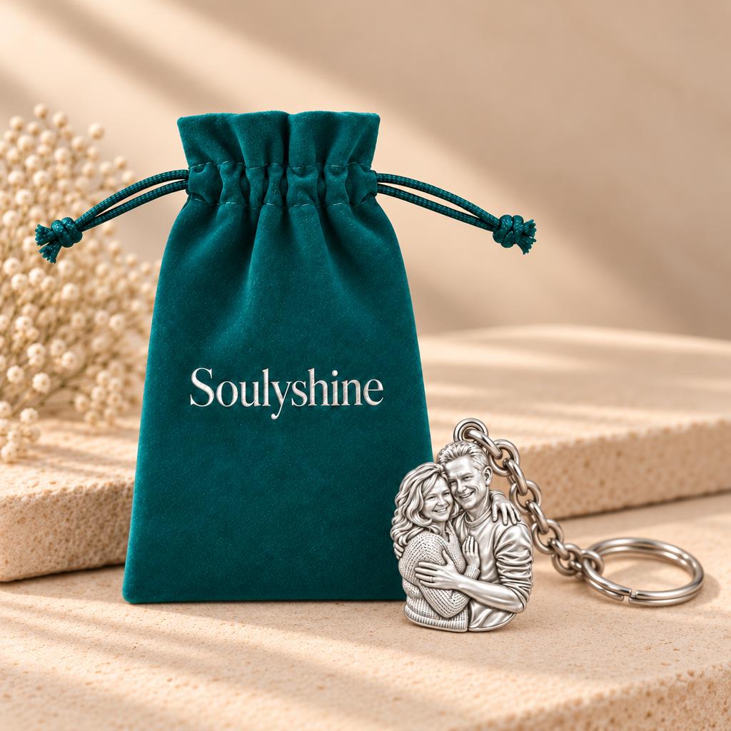 Eternal Embrace Photo Charm Keychain – Soulyshine velvet gift pouch