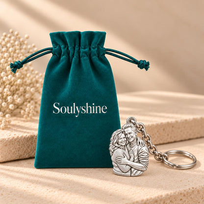Eternal Embrace Photo Charm Keychain – Soulyshine velvet gift pouch
