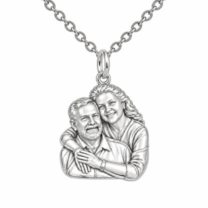 Eternal Embrace Photo Charm Necklace Set – silver, front view