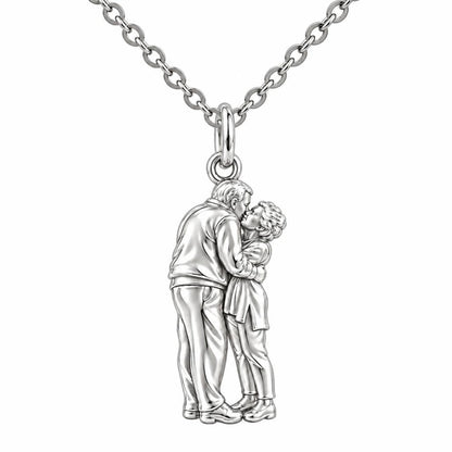 Eternal Embrace Photo Charm Necklace Set – silver, front view