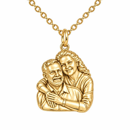 Eternal Embrace Photo Charm Necklace Set – 18K gold, front view