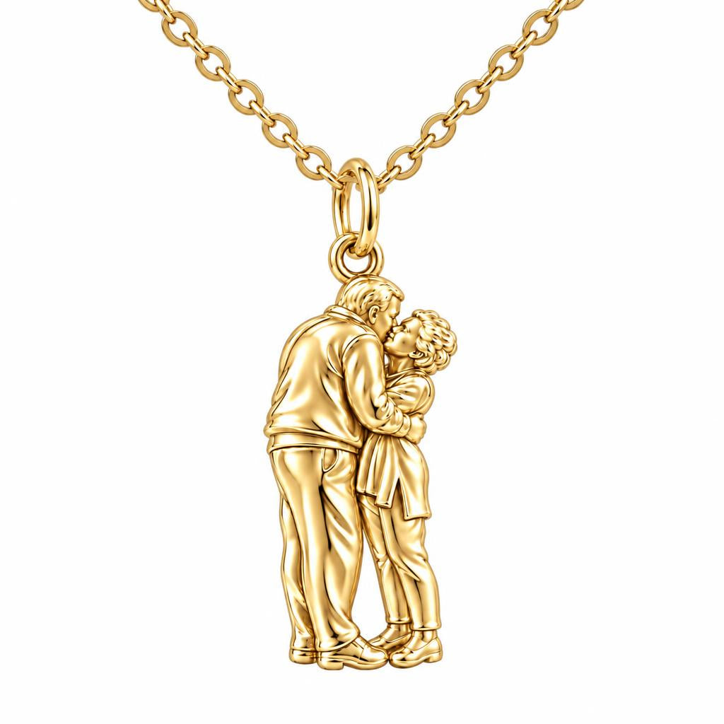 Eternal Embrace Photo Charm Necklace Set – 18K gold, front view