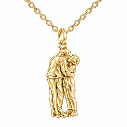 Eternal Embrace Photo Charm Necklace Set – 18K gold, front view