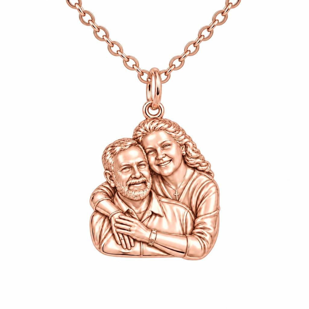 Eternal Embrace Photo Charm Necklace Set – rose gold, front view