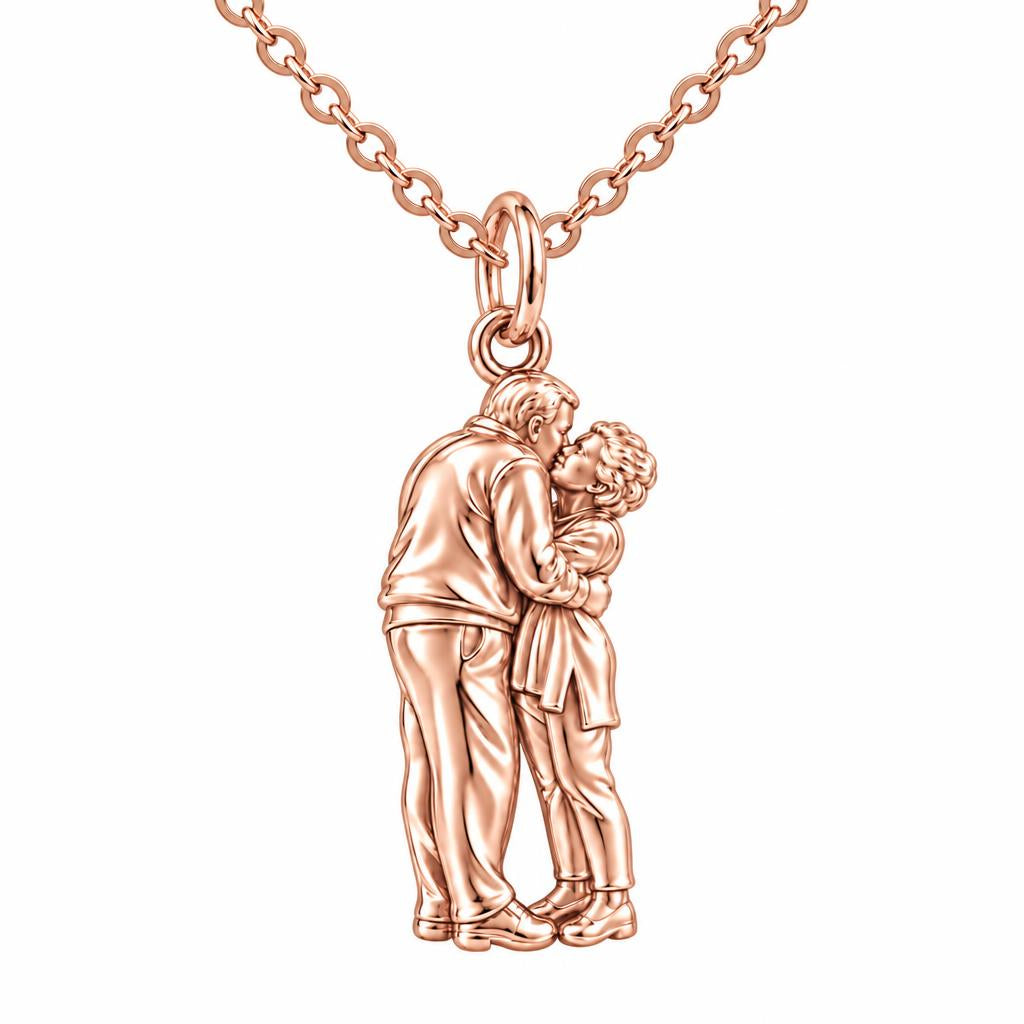 Eternal Embrace Photo Charm Necklace Set – rose gold, front view