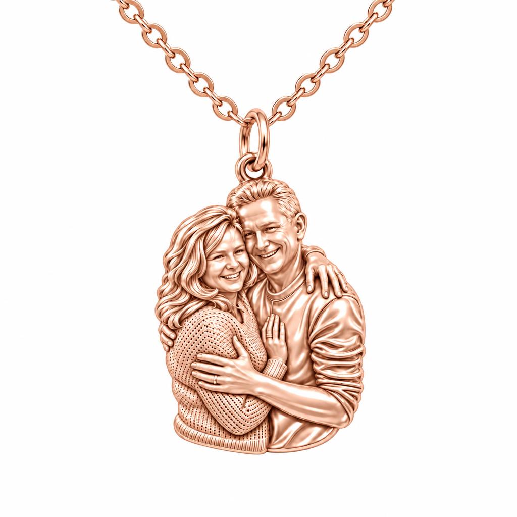 Eternal Embrace Photo Charm Necklace Set – rose gold, front view