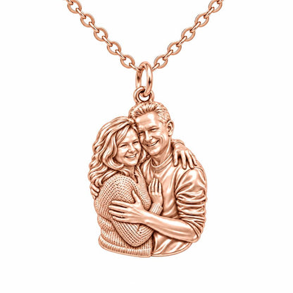 Eternal Embrace Photo Charm Necklace Set – rose gold, front view