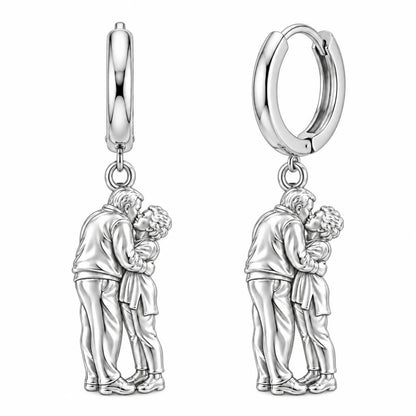 Eternal Embrace Photo Huggie Charm Earrings – silver, front view