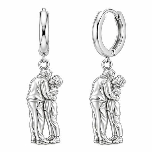 Eternal Embrace Photo Huggie Charm Earrings – silver, front view