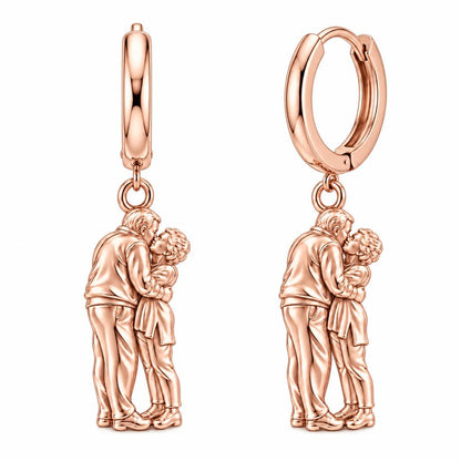 Eternal Embrace Photo Huggie Charm Earrings – rose gold, front view