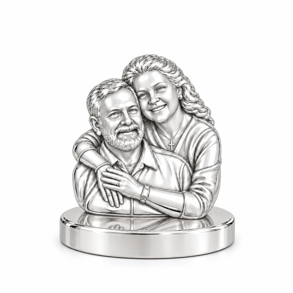 Eternal Embrace Photo Keepsake Plaque – silver, front view