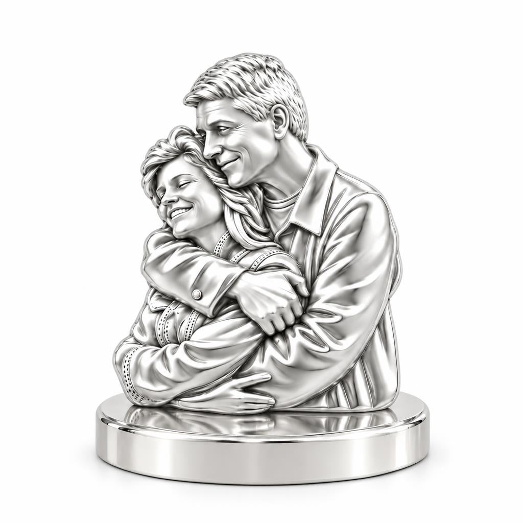 Eternal Embrace Photo Keepsake Plaque – silver, front view
