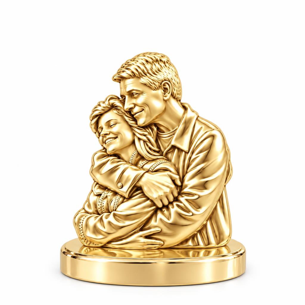 Eternal Embrace Photo Keepsake Plaque – 18K gold, front view